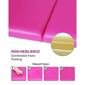 CHRUN Massage Table Portable Massage Bed 84Inch Lash Bed Spa Bed Adjustable Height 2 Folding Wood 496LBS Pink