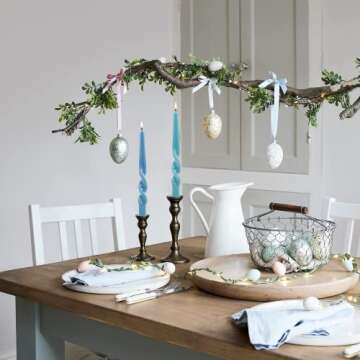 MAITREYA Teal Taper Candles Spiral Stick Candles Handmade Twisted Candles-Set of 4 for Decoration Weddings Party Church-Unscented Dripless Candles,10inch(Teal)