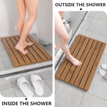 Domax Non-Slip Waterproof Bamboo Bath Mat for All Spaces