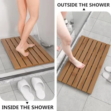Domax Non-Slip Waterproof Bamboo Bath Mat for All Spaces