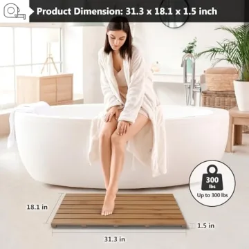 Domax Non-Slip Waterproof Bamboo Bath Mat for All Spaces