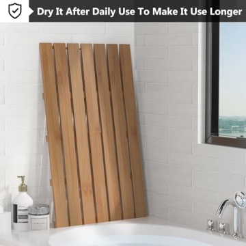 Domax Non-Slip Waterproof Bamboo Bath Mat for All Spaces
