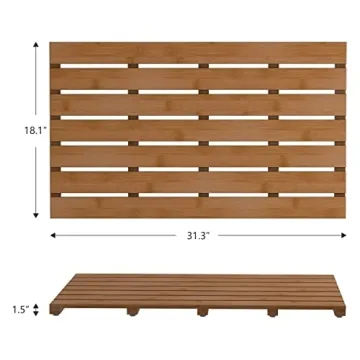 Domax Non-Slip Waterproof Bamboo Bath Mat for All Spaces