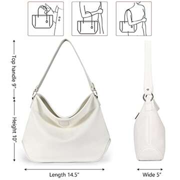 Montana West Soft Hobo Bags for Women Purses and Handbags Classic Simple Top Handle Shoulder Satchel Bags MWC-085WH