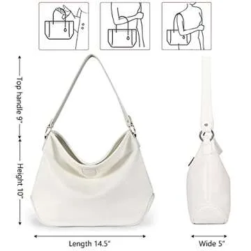 Montana West Soft Hobo Bags for Women Purses and Handbags Classic Simple Top Handle Shoulder Satchel Bags MWC-085WH