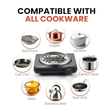 Elite Gourmet ESB100B Countertop Electric Hot Plate - Compact and Efficient