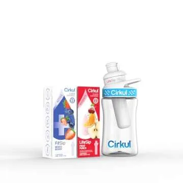 Cirkul 12oz BPA-Free Plastic Water Bottle Starter Kit for Kids with Blue Lid, 2 Flavor Cartridges (1 LifeSip Fruit Punch, 1 FitSip Mixed Berry)