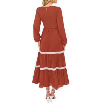 KIRUNDO Women's Smocked Maxi Dress Elegant and Versatile