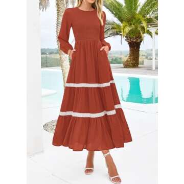KIRUNDO Women's Smocked Maxi Dress Elegant and Versatile