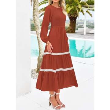 KIRUNDO Women's Smocked Maxi Dress Elegant and Versatile