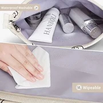 WLLWOO 2pcs Smile Face Corduroy Makeup Bag Set