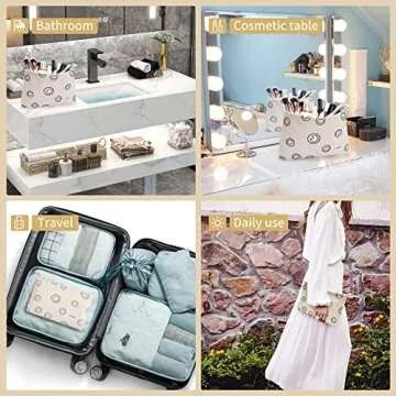 WLLWOO 2pcs Smile Face Corduroy Makeup Bag Set