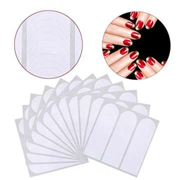 Blulu 576 Pieces French Manicure Nail Stickers Strips, Self Adhesive Nail Sticker Tips for Manicure Decoration DIY Tools (Moon Shape Design, 576 Pieces)