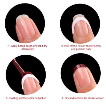 Blulu 576 Pieces French Manicure Nail Stickers Strips, Self Adhesive Nail Sticker Tips for Manicure Decoration DIY Tools (Moon Shape Design, 576 Pieces)