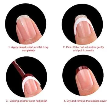 Blulu 576 Pieces French Manicure Nail Stickers Strips, Self Adhesive Nail Sticker Tips for Manicure Decoration DIY Tools (Moon Shape Design, 576 Pieces)