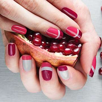 Blulu 576 Pieces French Manicure Nail Stickers Strips, Self Adhesive Nail Sticker Tips for Manicure Decoration DIY Tools (Moon Shape Design, 576 Pieces)