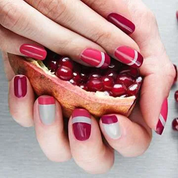 Blulu 576 Pieces French Manicure Nail Stickers Strips, Self Adhesive Nail Sticker Tips for Manicure Decoration DIY Tools (Moon Shape Design, 576 Pieces)