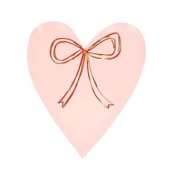 Meri Meri Heart With Bow Plates Pack of 8 - Perfect Décor