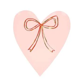 Meri Meri Heart With Bow Plates Pack of 8 - Perfect Décor