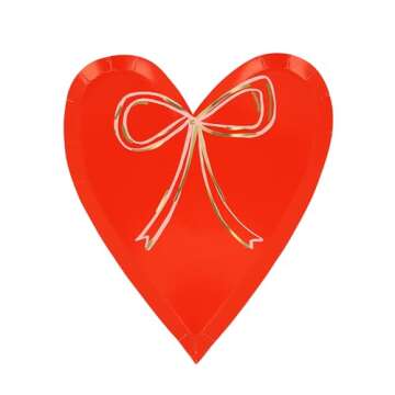 Meri Meri Heart With Bow Plates Pack of 8 - Perfect Décor