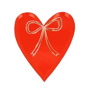 Meri Meri Heart With Bow Plates Pack of 8 - Perfect Décor