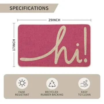 Artoid Mode Pink Hi Spring Doormat, Summer Home Decor Low-Profile Switch Rug Door Mat Floor Mat for Indoor Outdoor 17x29 Inch