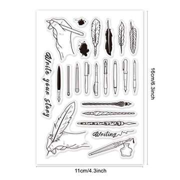 GLOBLELAND Variety of Pens Clear Stamps Transparent Silicone Stamp Seal for Card Making Decoration a...