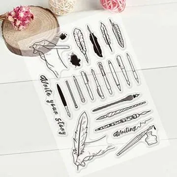 GLOBLELAND Variety of Pens Clear Stamps Transparent Silicone Stamp Seal for Card Making Decoration and DIY Scrapbooking