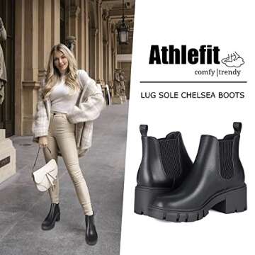 Athlefit Women's Chelsea Boots: Stylish and Comfortable Slip-On Booties