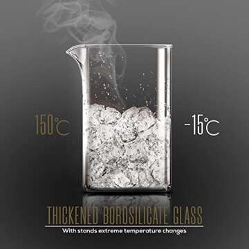 Utopia Kitchen 51 Ounce 1.5 Liter French Press Coffee Maker, Tea Maker, Travel Coffee Presses, Heat Resistant Thickened Borosilicate Coffee Pot for Camping Travel Gifts, Gold Pack of 1