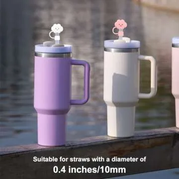 Silicone Straw Covers for Stanley Tumblers - Cute Cap Accessories Compatible with 30 & 40oz Cups (3 PCS10MM Clouds)