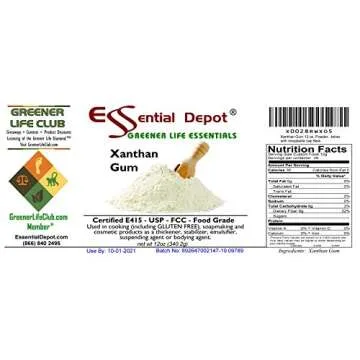 Xanthan Gum 12 oz. Powder USP FCC Food Grade - Gluten Free Cooking - safety sealed HDPE container with resealable cap