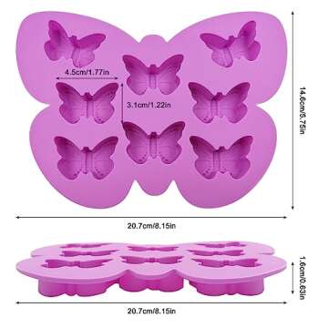 YuCool 3 PCS Silicone Butterfly Chocolate Molds, Non-Stick Butterfly Shape Candy mold, Butterfly Molds for Baking Gummy Ice Cube Tray - Pink,Blue,Purple