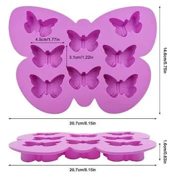 YuCool 3 PCS Silicone Butterfly Chocolate Molds, Non-Stick Butterfly Shape Candy mold, Butterfly Molds for Baking Gummy Ice Cube Tray - Pink,Blue,Purple
