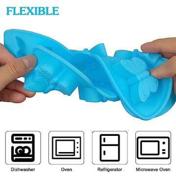 YuCool 3 PCS Silicone Butterfly Chocolate Molds, Non-Stick Butterfly Shape Candy mold, Butterfly Molds for Baking Gummy Ice Cube Tray - Pink,Blue,Purple