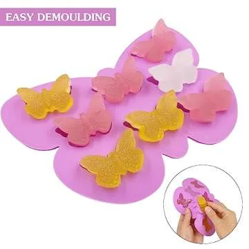 YuCool 3 PCS Silicone Butterfly Chocolate Molds, Non-Stick Butterfly Shape Candy mold, Butterfly Molds for Baking Gummy Ice Cube Tray - Pink,Blue,Purple