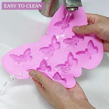 YuCool 3 PCS Silicone Butterfly Chocolate Molds, Non-Stick Butterfly Shape Candy mold, Butterfly Molds for Baking Gummy Ice Cube Tray - Pink,Blue,Purple