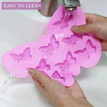 YuCool 3 PCS Silicone Butterfly Chocolate Molds, Non-Stick Butterfly Shape Candy mold, Butterfly Molds for Baking Gummy Ice Cube Tray - Pink,Blue,Purple