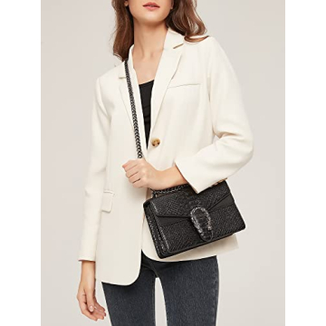 JBB Crossbody Shoulder Purse for Women - Snake Printed Leather Evening Clutch Chain Strap Small Satchel Bag Black