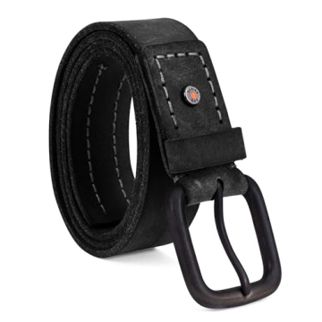 Timberland PRO Men's 40mm Work Leather Belt - Durable Black/Double Stitch Design