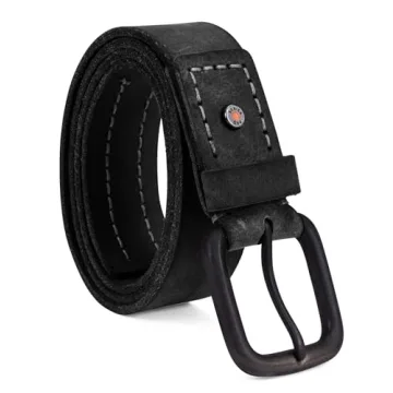 Timberland PRO Men's 40mm Work Leather Belt - Durable Black/Double Stitch Design