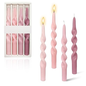 Handmade Pink Taper Spiral Candles for Elegant Celebrations