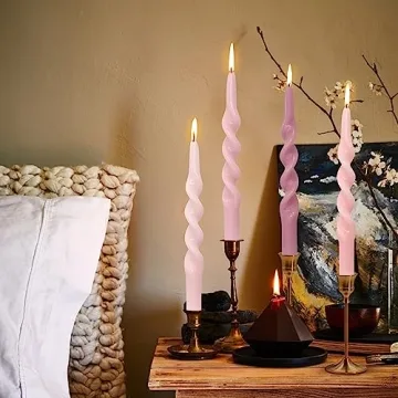 Handmade Pink Taper Spiral Candles for Home Decor