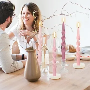 Handmade Pink Taper Spiral Candles for Home Decor