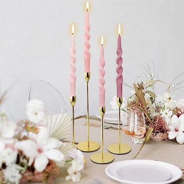 Handmade Pink Taper Spiral Candles for Home Decor