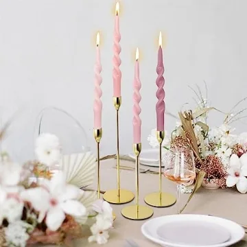 Handmade Pink Taper Spiral Candles for Home Decor