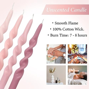 Handmade Pink Taper Spiral Candles for Home Decor