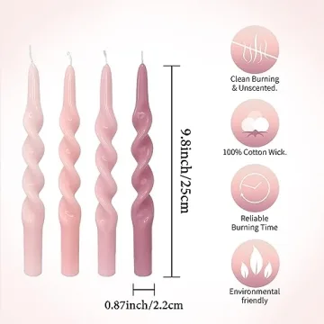 Handmade Pink Taper Spiral Candles for Home Decor
