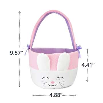 Plushible Bunny Easter Basket with Handle - Ideal for Baby's 1st Easter, Toddlers, Boys, and Girls o...