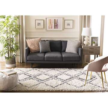 SAFAVIEH Pro Luxe Shag Collection Area Rug - 5' x 8', Cream & Blue, Moroccan Boho Tassel Design, Non-Shedding & Easy Care, 2.4-inch Thick Ideal for High Traffic Areas in Living Room, Bedroom (PLX432A)